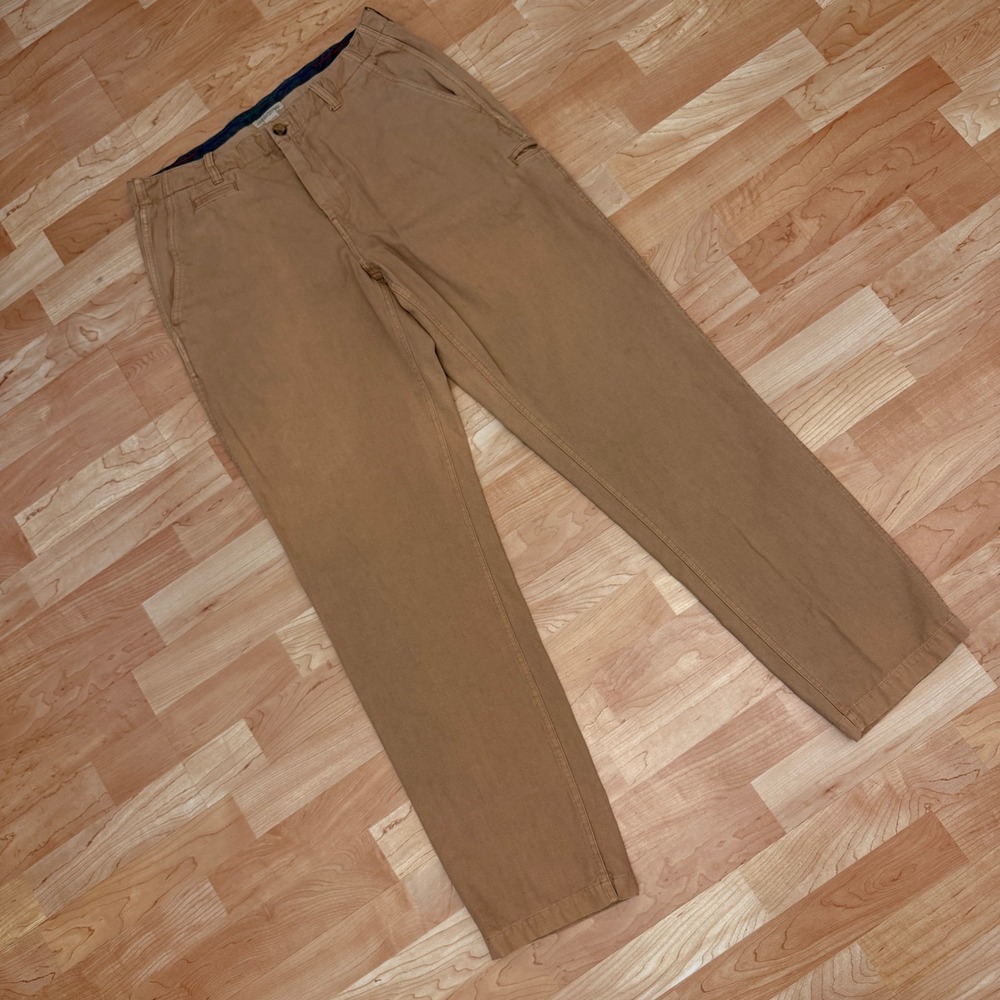 Carbon2Cobalt Mens Element Pants Tan Khaki Cotton Textured Straight Leg Size 33